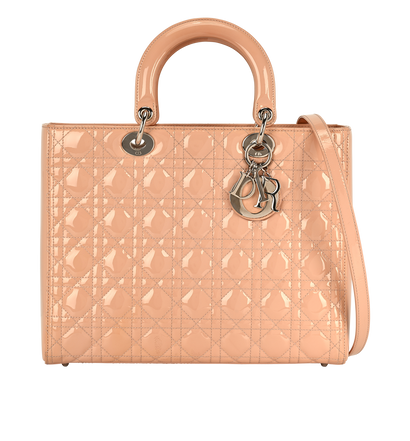 Large Lady Dior, &pound;1,800, Handbags, Pink, Patent Leather, Front view